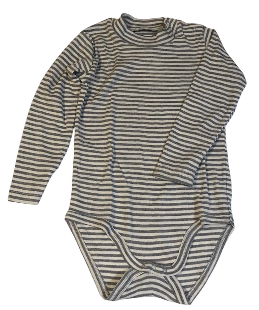 Боді-гольф для дитини в сіро-бежеву смужку (вовна)